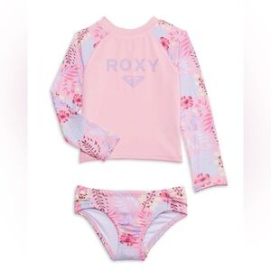 Roxy Floral Long-Sleeve Two-Piece Swimsuit Set
